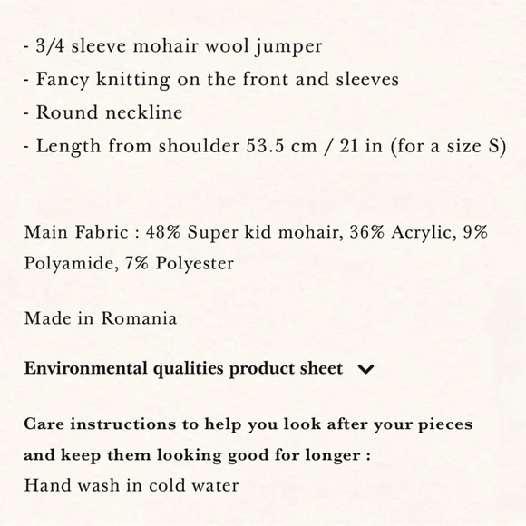 SEZANE Red Mohair Wool Cable Knit Short 3/4 Puff Sleeve Sweater Giulia Jumper XS - Picture 11 of 12